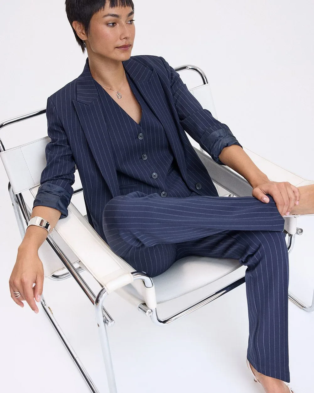 Straight-Leg High-Rise Pinstripe Pants - The Modern Stretch (R) - Tall