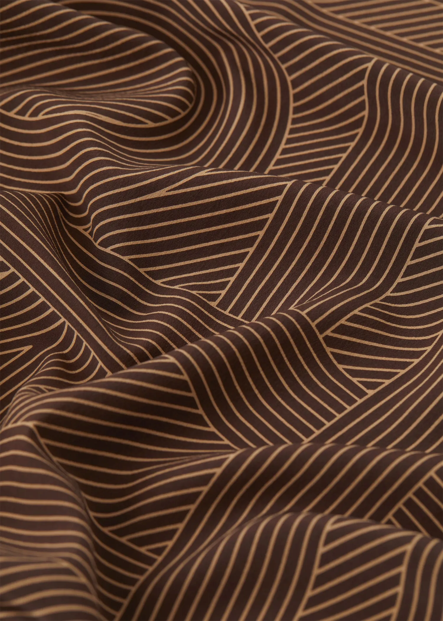 Striped monogram silk scarf dark brown