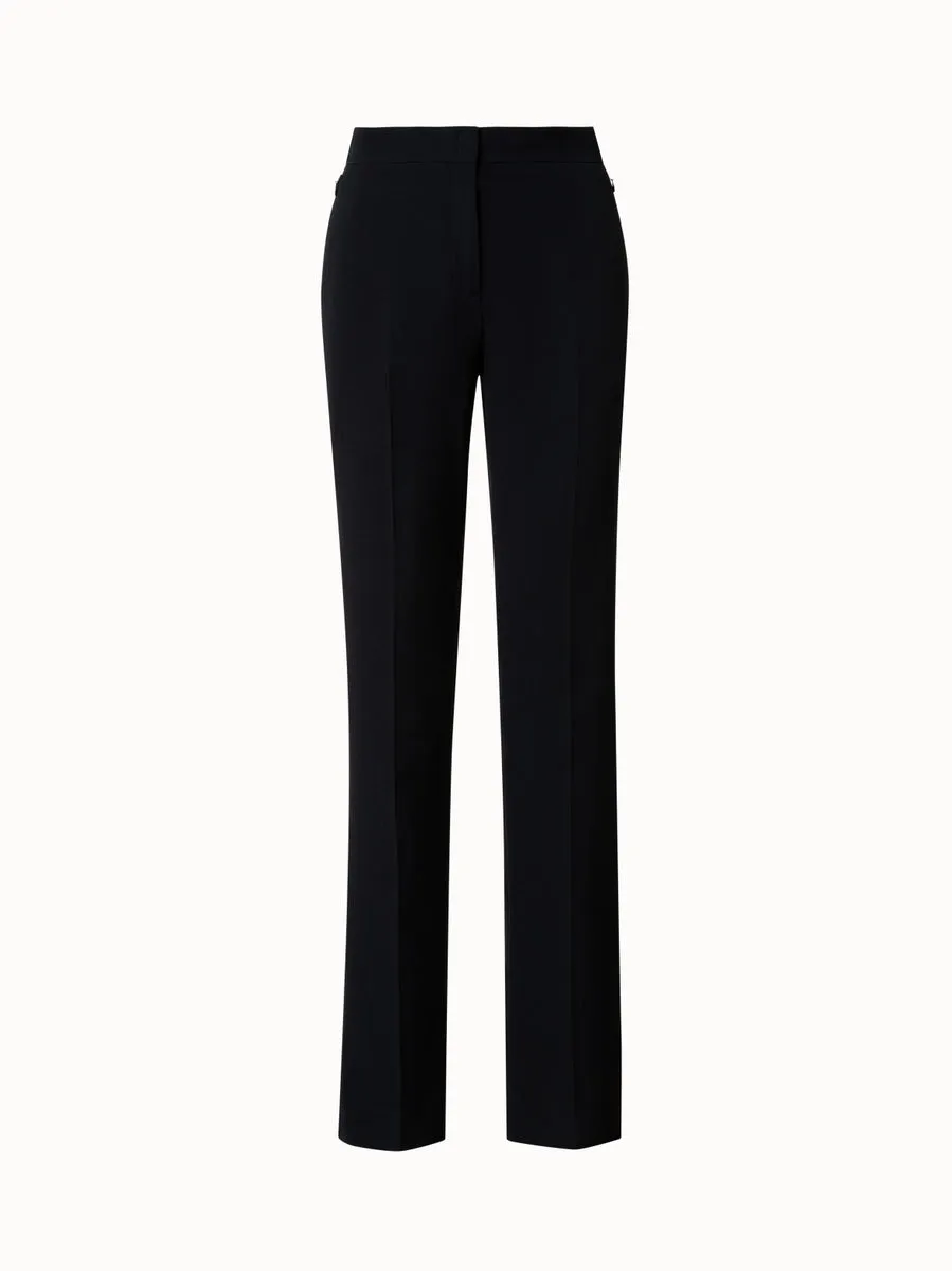 Structured Cotton Silk Double-Face Straight Leg Pants