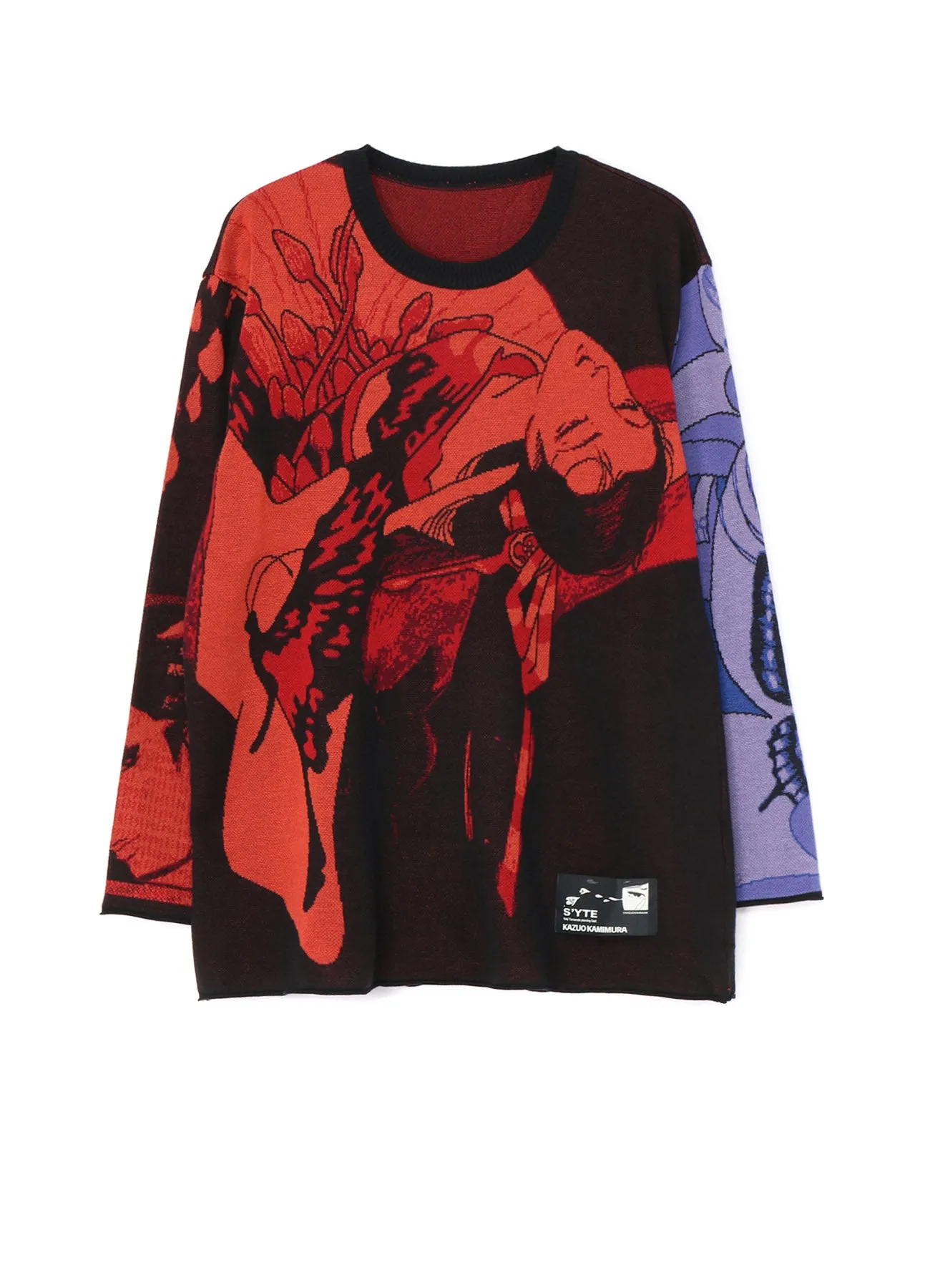 S'YTE x KAZUO KAMIMURA-OMNIBUS ILLUSTRATION-HAMEAUZE JACQUARD CREW NECK PULLOVER