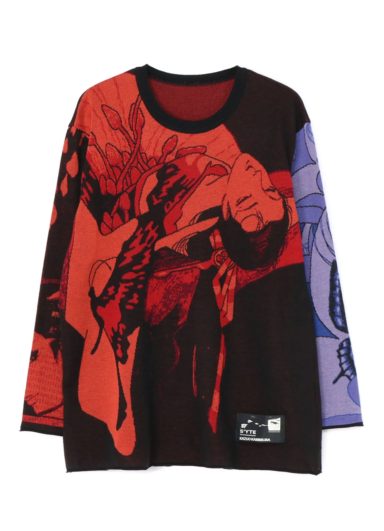 S'YTE x KAZUO KAMIMURA-OMNIBUS ILLUSTRATION-HAMEAUZE JACQUARD CREW NECK PULLOVER