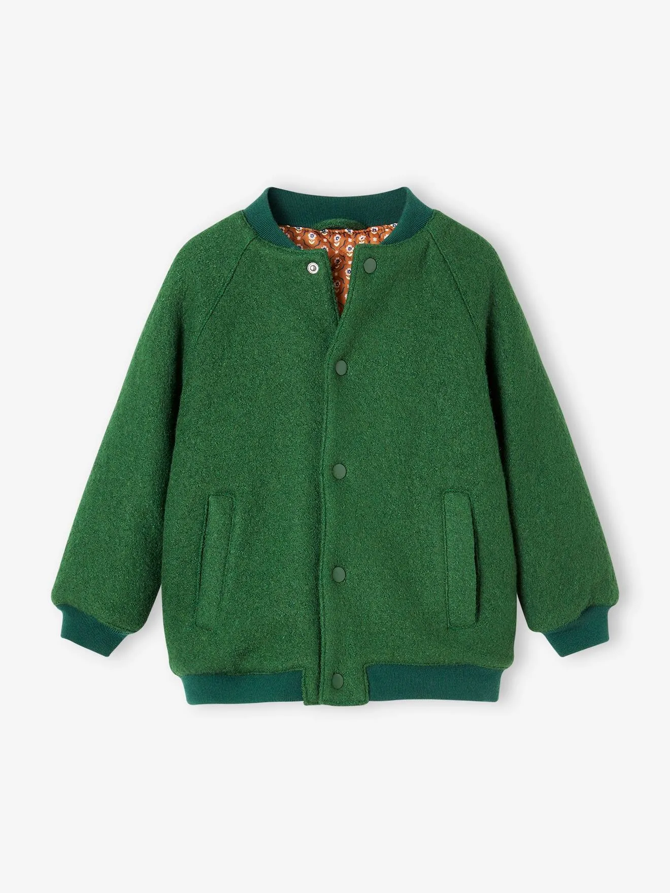 Teddy-Style Jacket in Bouclé Wool for Girls - english green