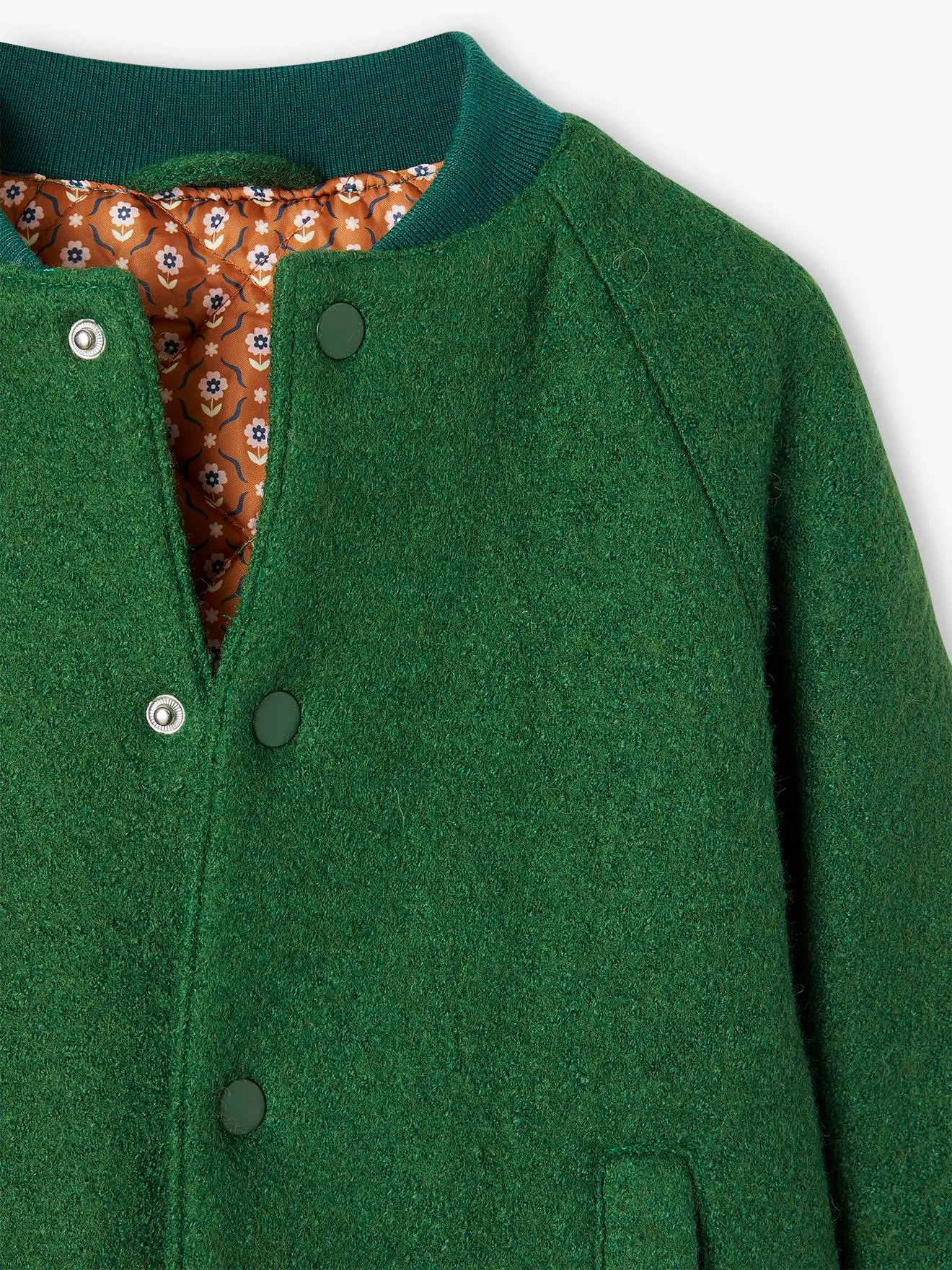 Teddy-Style Jacket in Bouclé Wool for Girls - english green