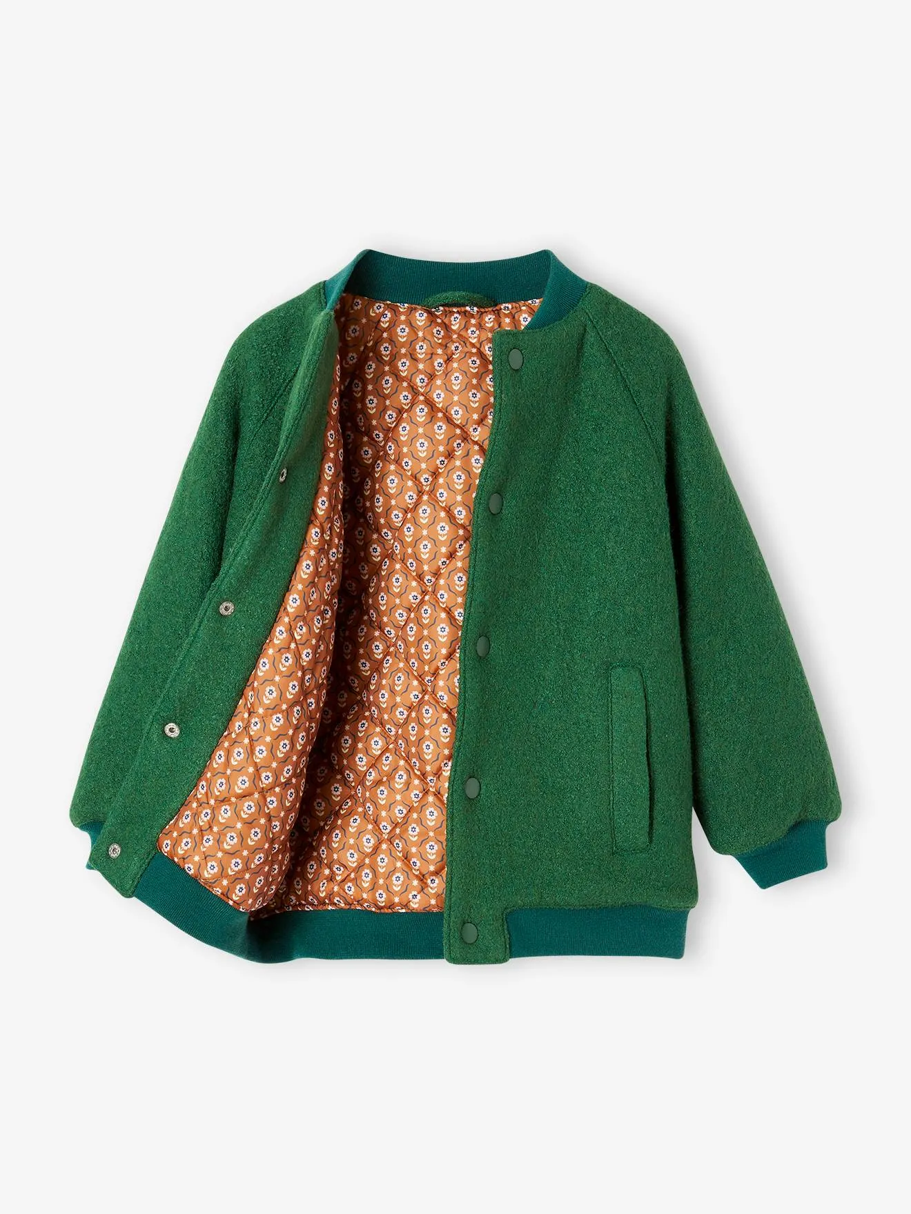 Teddy-Style Jacket in Bouclé Wool for Girls - english green