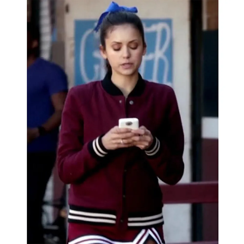 The Vampire Diaries S04 Nina Dobrev Burgundy Varsity Jacket