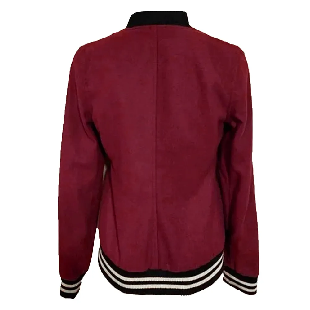 The Vampire Diaries S04 Nina Dobrev Burgundy Varsity Jacket