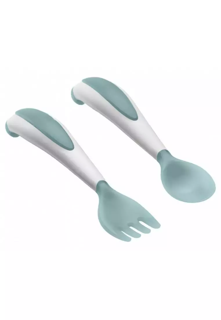 Thermobaby Thermobaby Ergonomic Fork And Spoon Set - Celadon Green