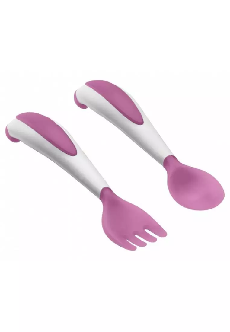 Thermobaby Thermobaby Ergonomic Fork And Spoon Set - Orchid Pink