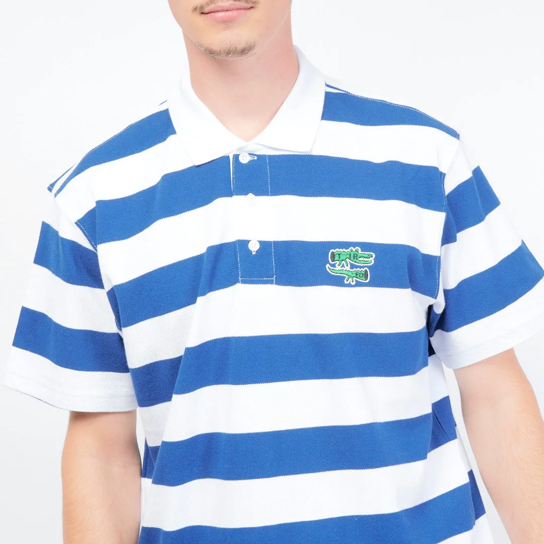 Tired Skateboards - The Gator Stripe Polo (White/Navy)