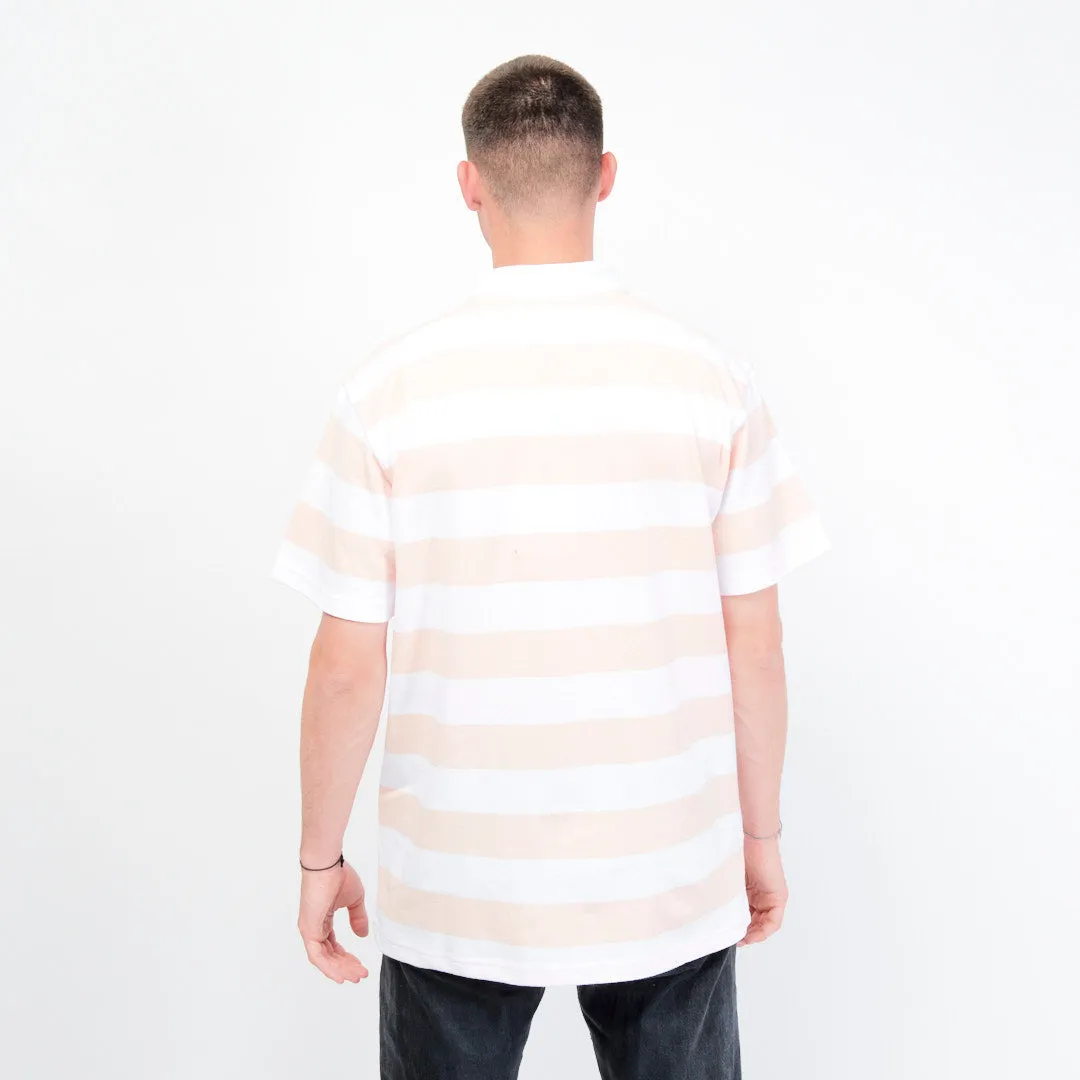 Tired Skateboards - The Gator Stripe Polo (White/Pink)