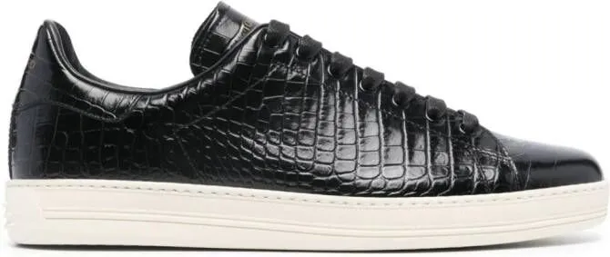 TOM FORD crocodile-embossed leather sneakers Black