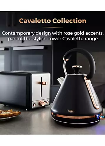 Tower Cavaletto 1.7L Pyramid Kettle 3000W T10044RG - Black and Rose Gold | Kaleidoscope