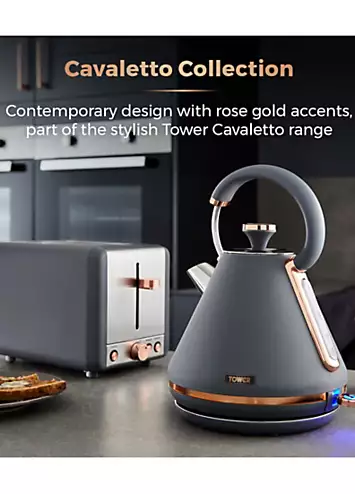 Tower Cavaletto 1.7L Pyramid Kettle 3000W T10044RGG - Grey and Rose Gold | Kaleidoscope