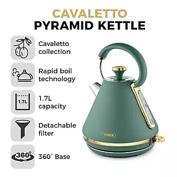 Tower Cavaletto 1.7L Pyramid Kettle with Fast Boil 3000W T10044JDE - Jade and Champagne | Kaleidoscope