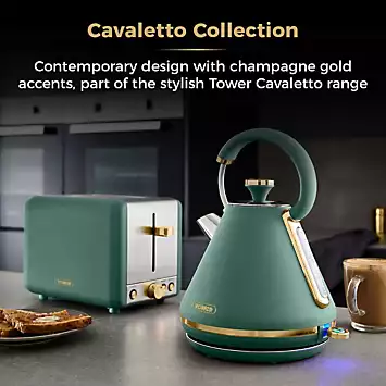 Tower Cavaletto 1.7L Pyramid Kettle with Fast Boil 3000W T10044JDE - Jade and Champagne | Kaleidoscope