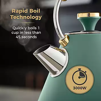 Tower Cavaletto 1.7L Pyramid Kettle with Fast Boil 3000W T10044JDE - Jade and Champagne | Kaleidoscope