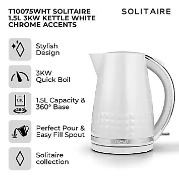 Tower Solitaire 1.5L 3KW Kettle T10075WHT - White | Kaleidoscope