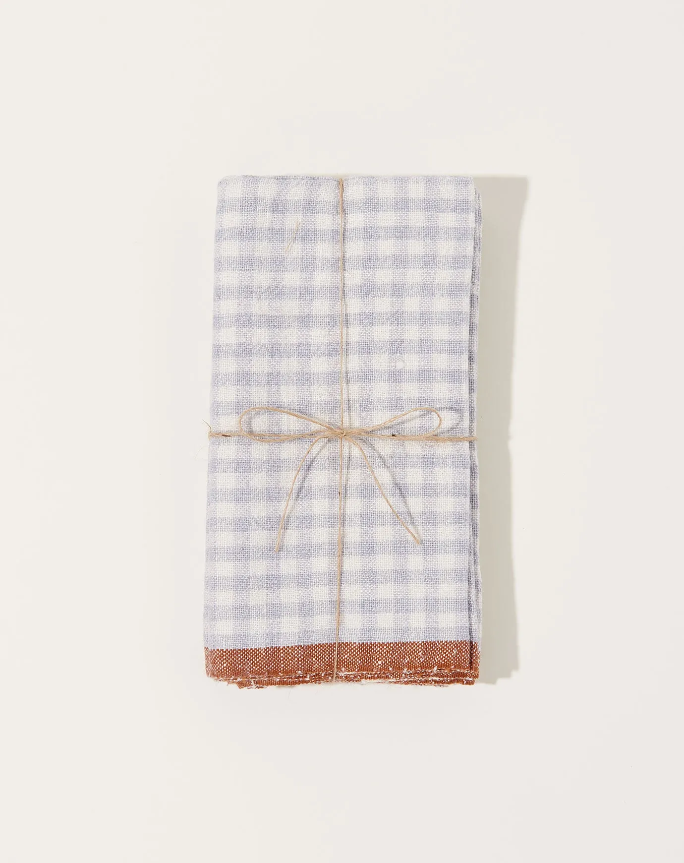 Two-Tone Gingham Napkins in Blue & Cognac, Set of 4