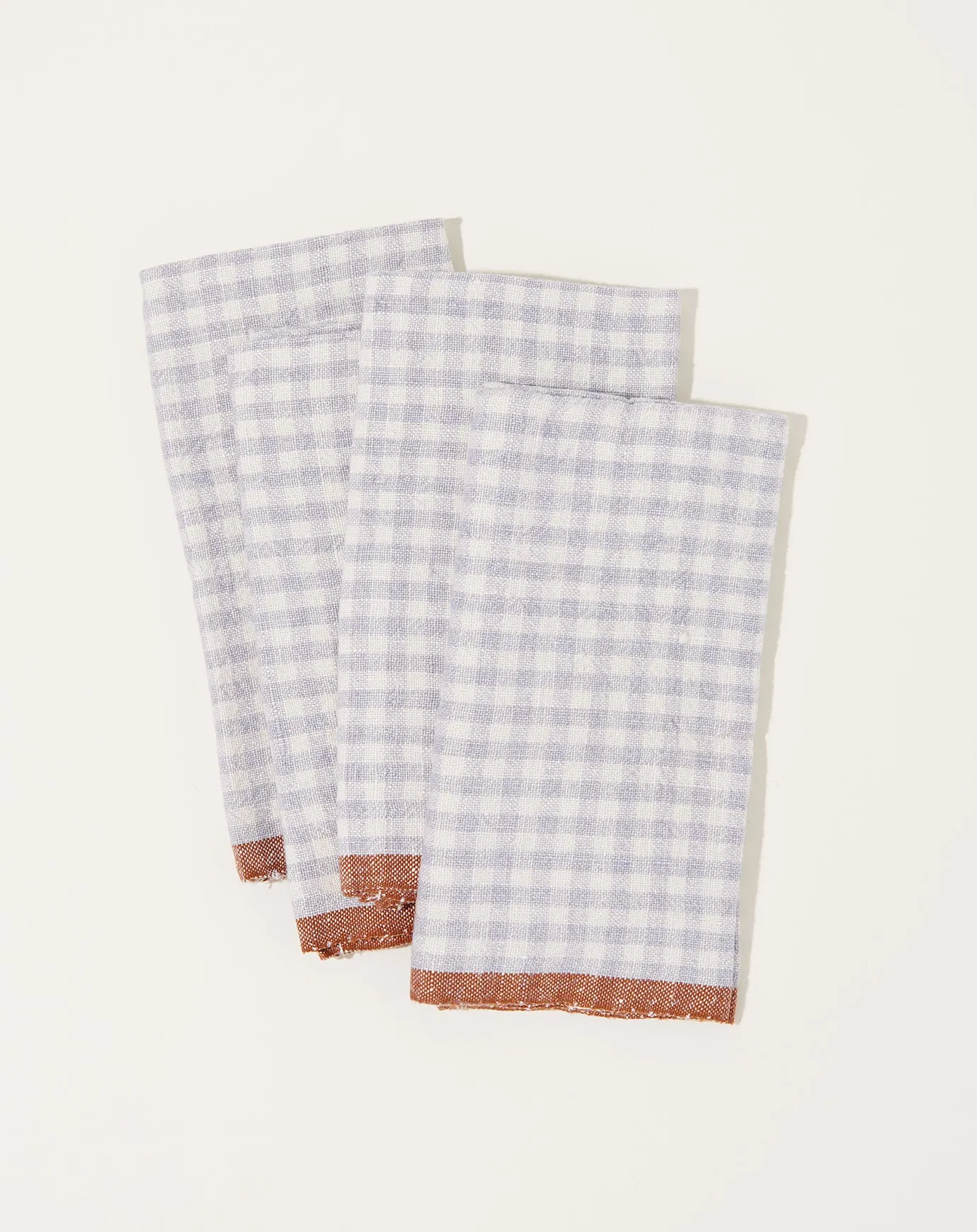 Two-Tone Gingham Napkins in Blue & Cognac, Set of 4