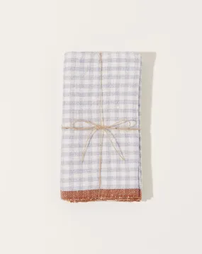 Two-Tone Gingham Napkins in Blue & Cognac, Set of 4