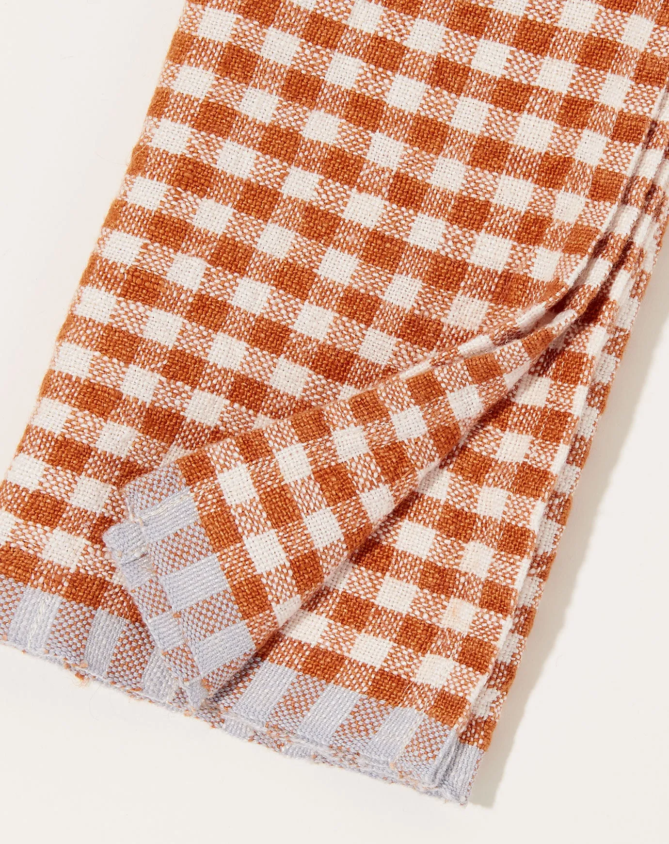 Two-Tone Gingham Napkins in Cognac & Blue, Set of 4