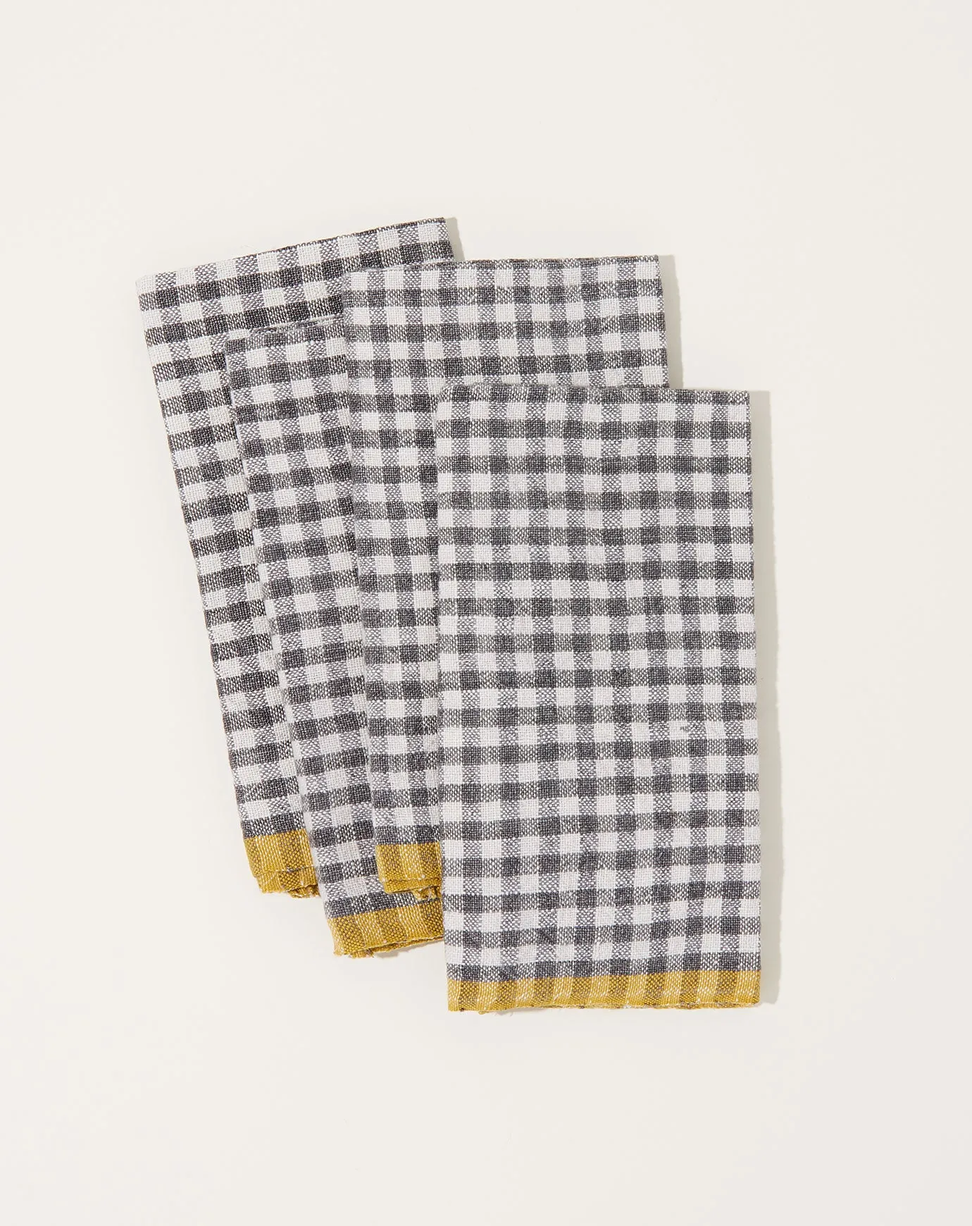 Two-Tone Gingham Napkins in Grey & Dijon, Set of 4