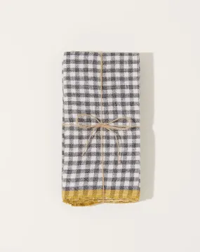 Two-Tone Gingham Napkins in Grey & Dijon, Set of 4