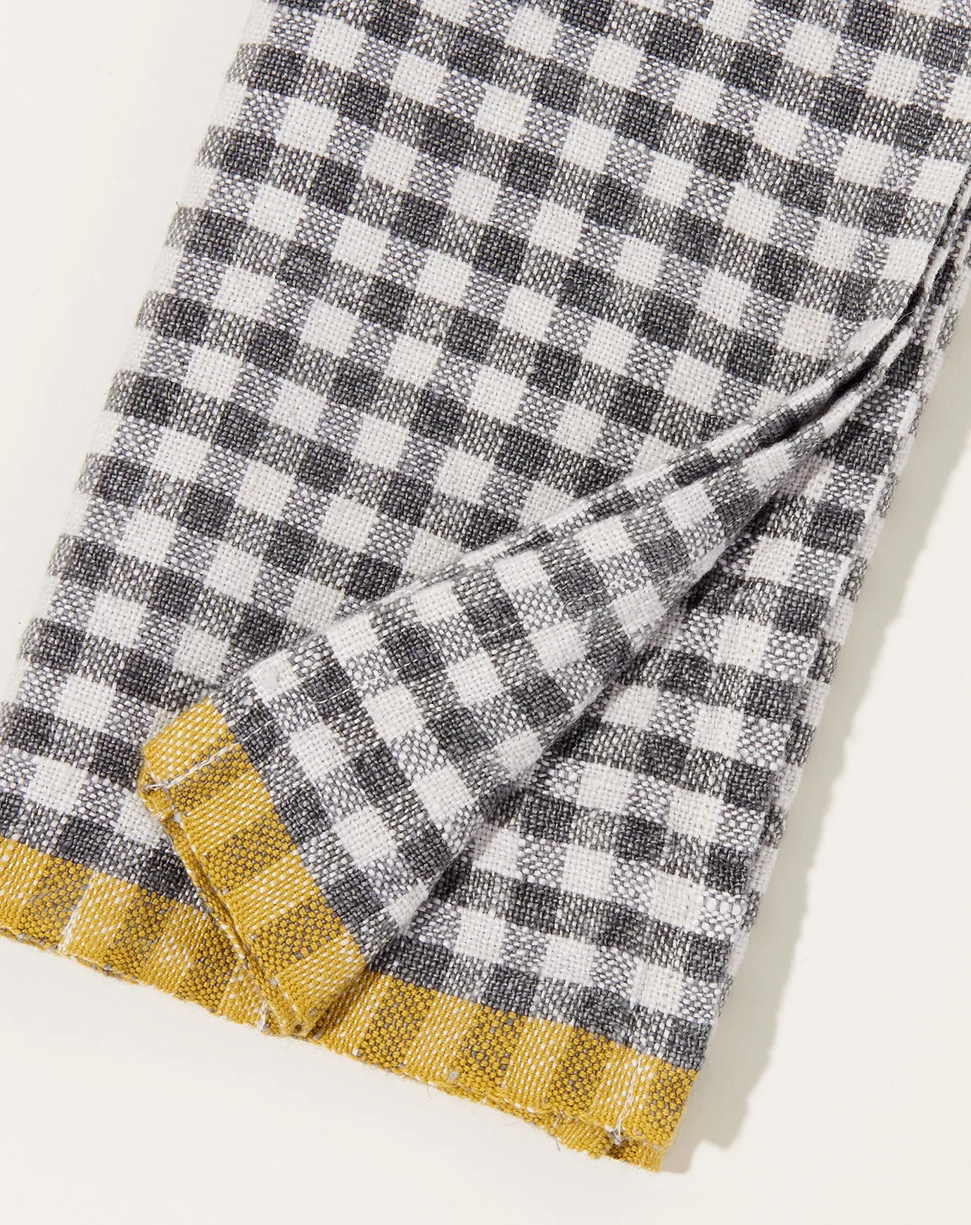 Two-Tone Gingham Napkins in Grey & Dijon, Set of 4