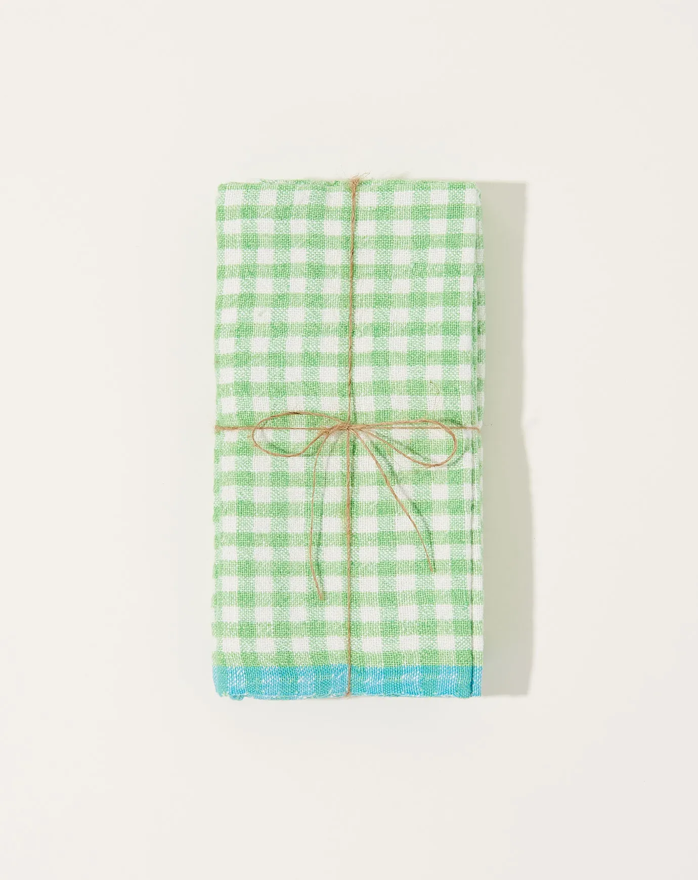 Two-Tone Gingham Napkins in Lime & Aqua, Set of 4