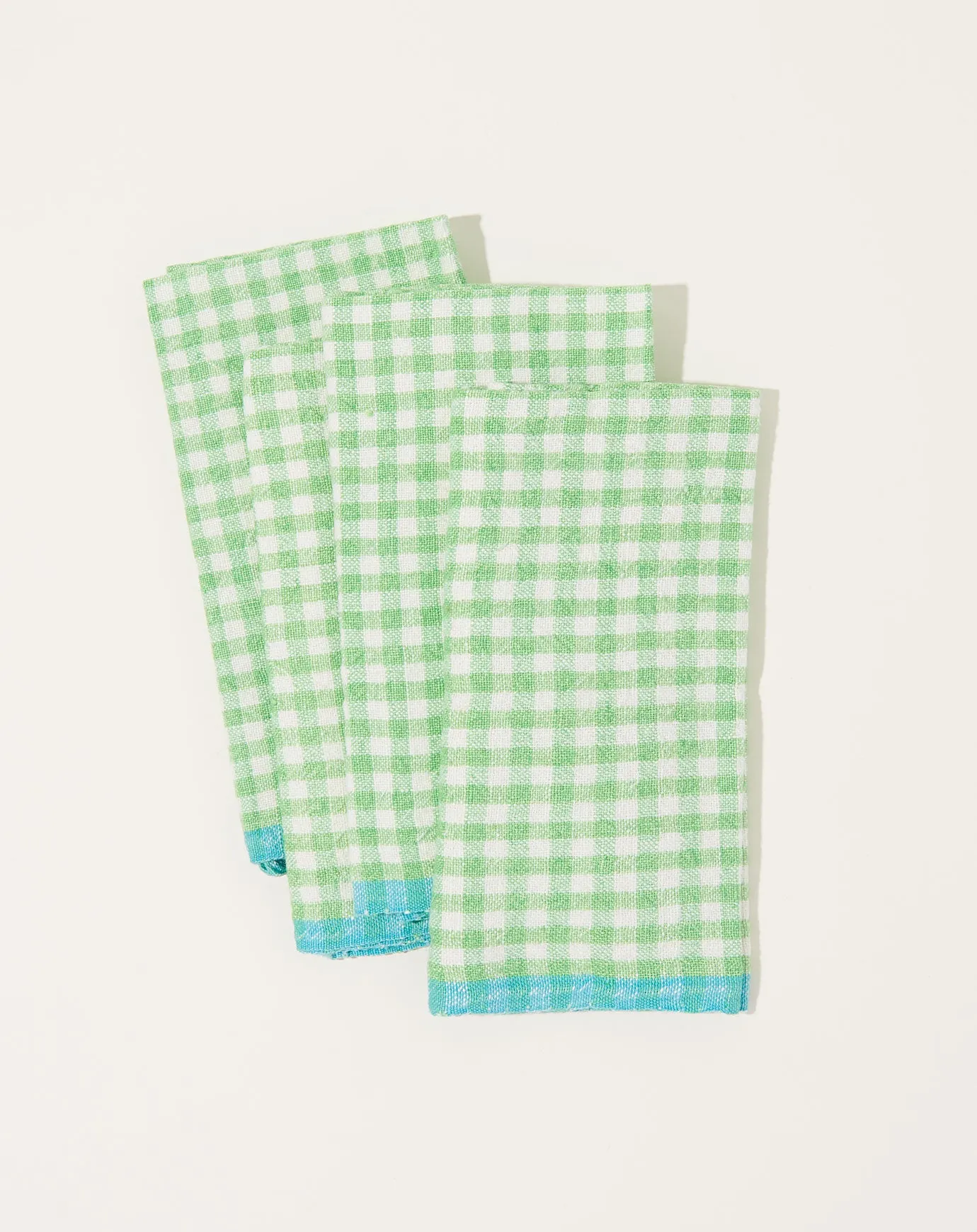 Two-Tone Gingham Napkins in Lime & Aqua, Set of 4