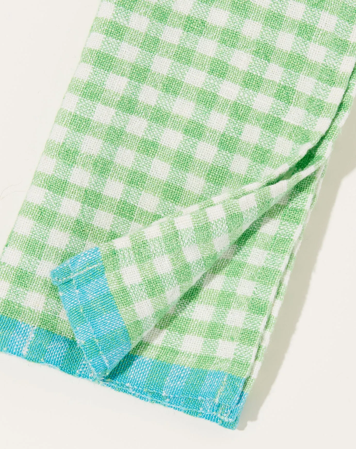 Two-Tone Gingham Napkins in Lime & Aqua, Set of 4