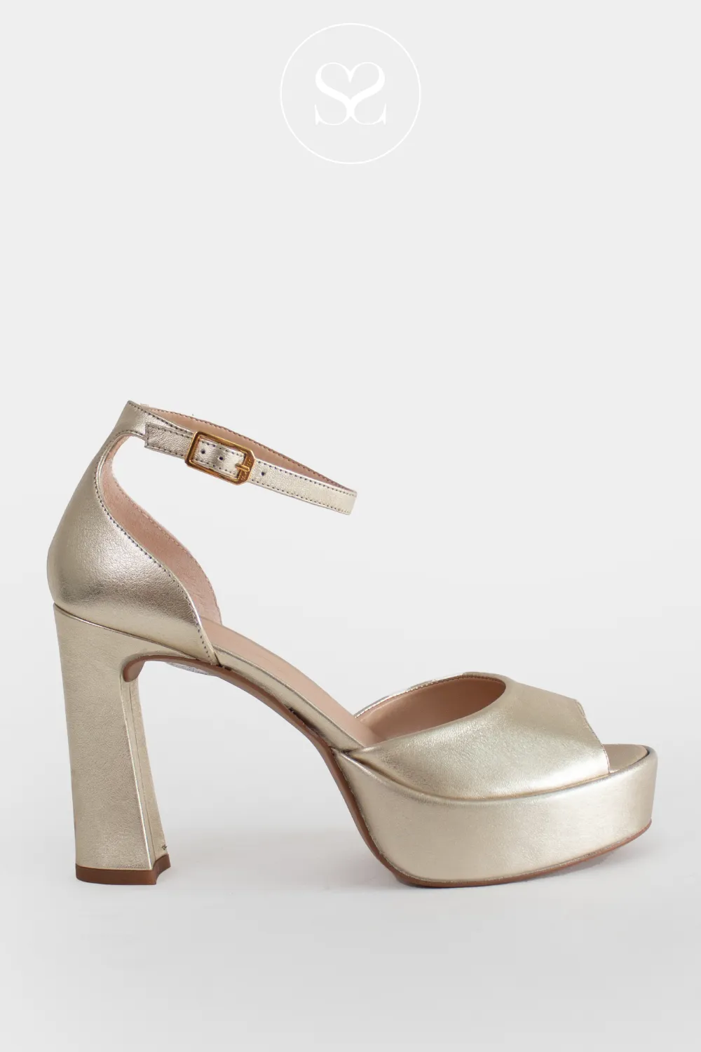 UNISA VEJER GOLD LEATHER PLATFORM SANDALS