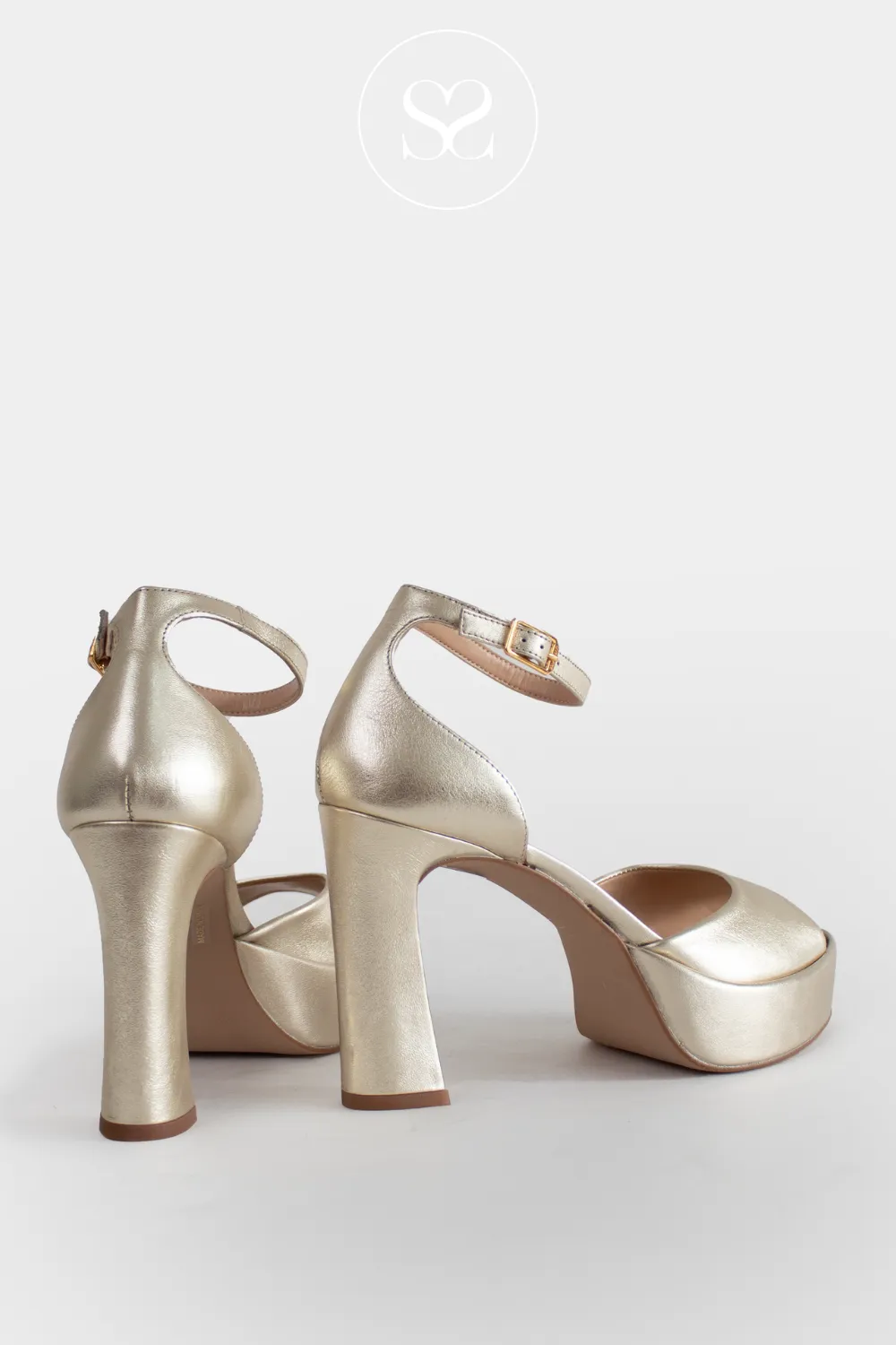 UNISA VEJER GOLD LEATHER PLATFORM SANDALS