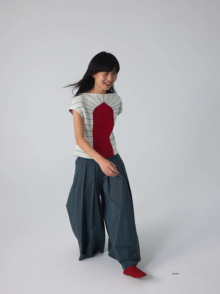 Unisex Loose Balloon Wide-Leg Plain Wide-Pants