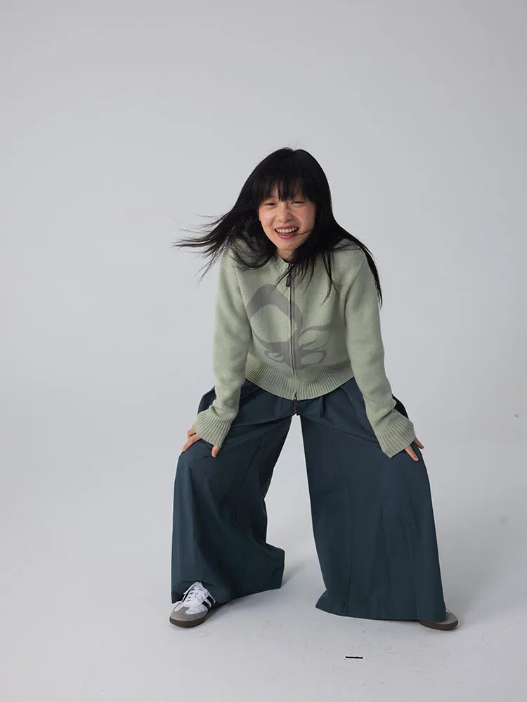 Unisex Loose Balloon Wide-Leg Plain Wide-Pants