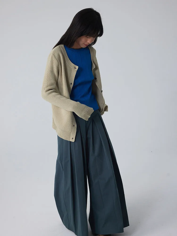 Unisex Loose Balloon Wide-Leg Plain Wide-Pants