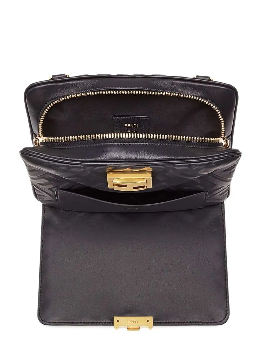 Upside Down Bag In Black Embossed Leather