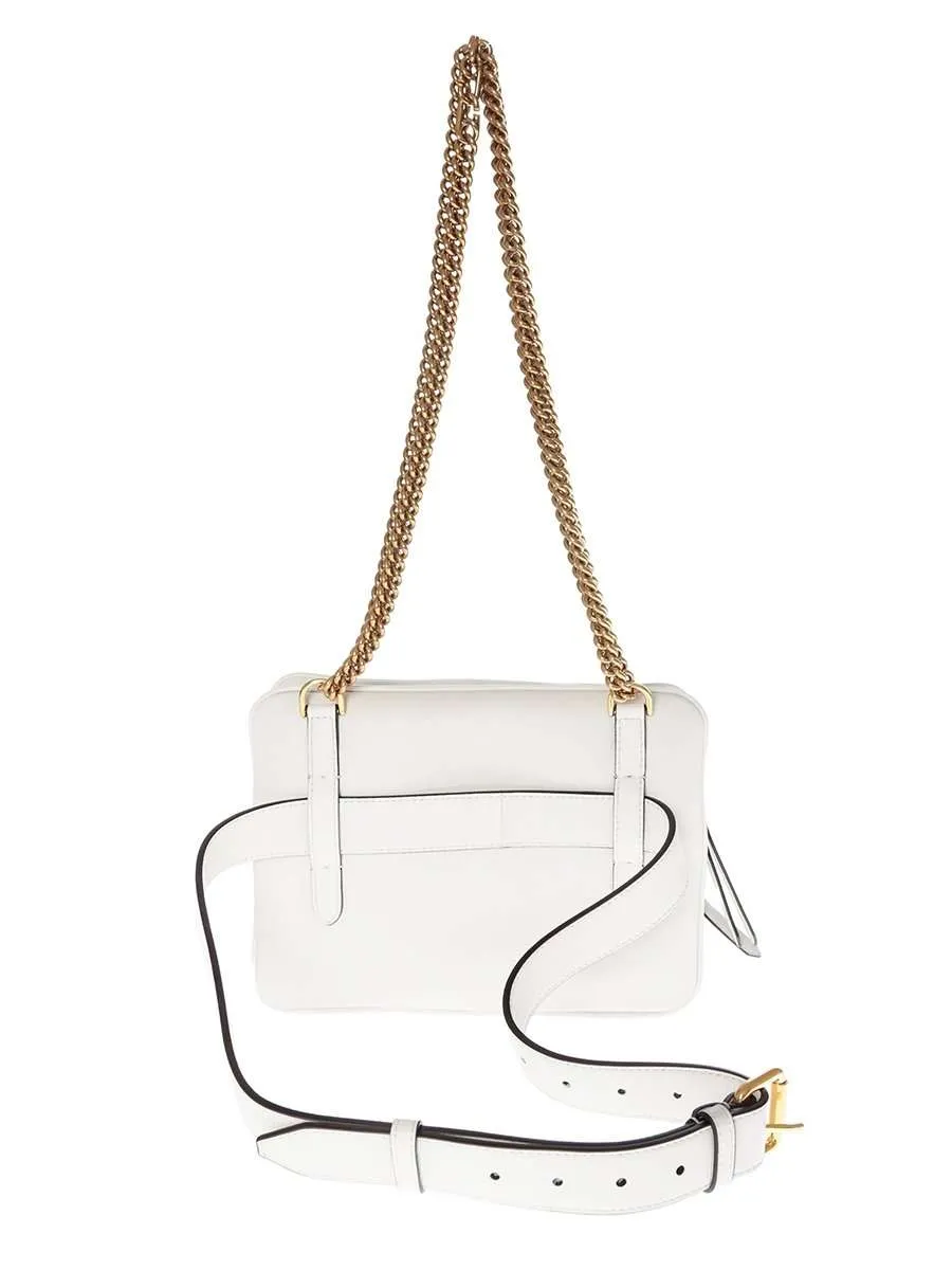 Upside Down Bag In White Embossed Leather