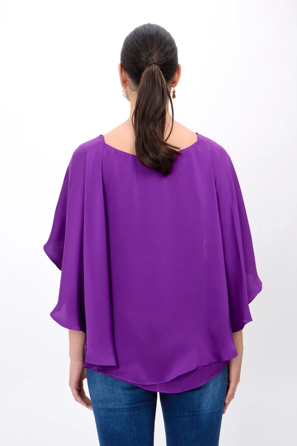 V-neck Flutter Sleeve Pullover Style 242202