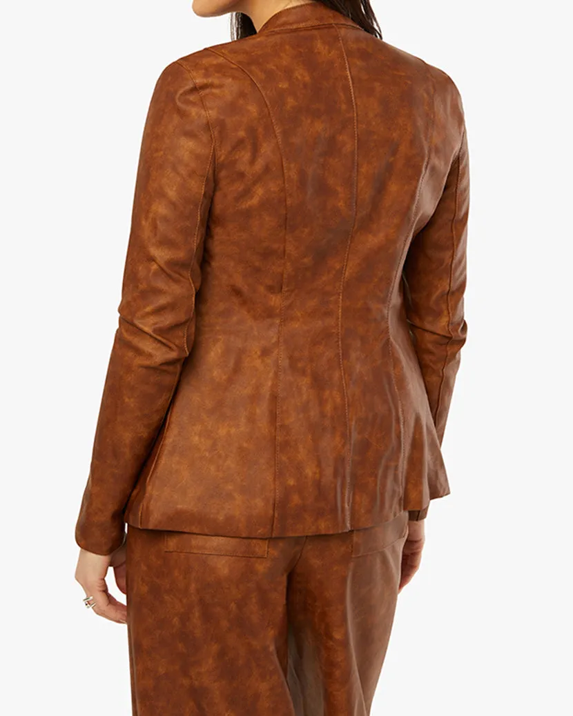 Vegan Leather Moto Jacket | Brown