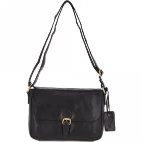 Vintage Leather Cross Body Shoulder Bag Black – G22