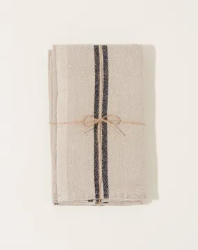 Vintage Linen Stripe Napkins in Natural and Black, Set of 4