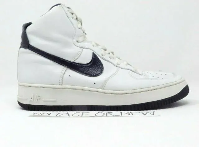 VTG 2000 Nike Air Force 1 High White Midnight Navy 63003...