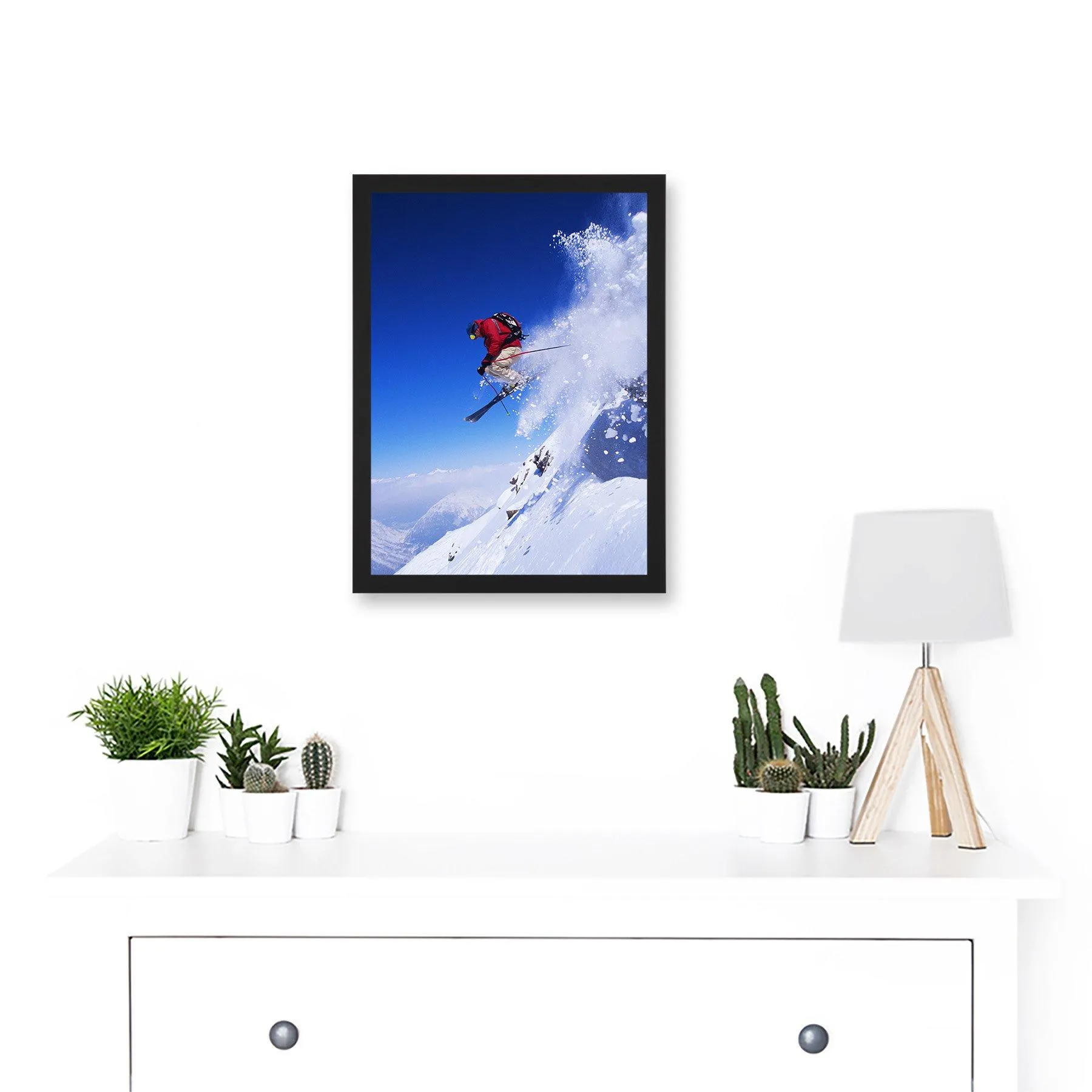 Wall Art & Pictures | Skier Ski Jumping Snow Sport Sky A4 Artwork Framed Wall Art Print | Artery8