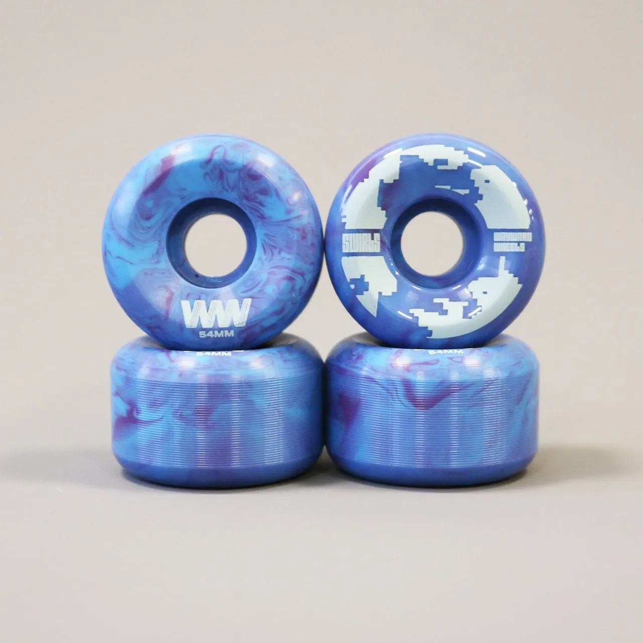 Wayward 54 mm 83b Swirl Formula Skateboard Wheels Turquoise / Purple