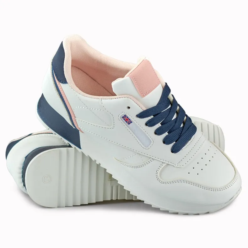 White and blue women's classic sports sneakers