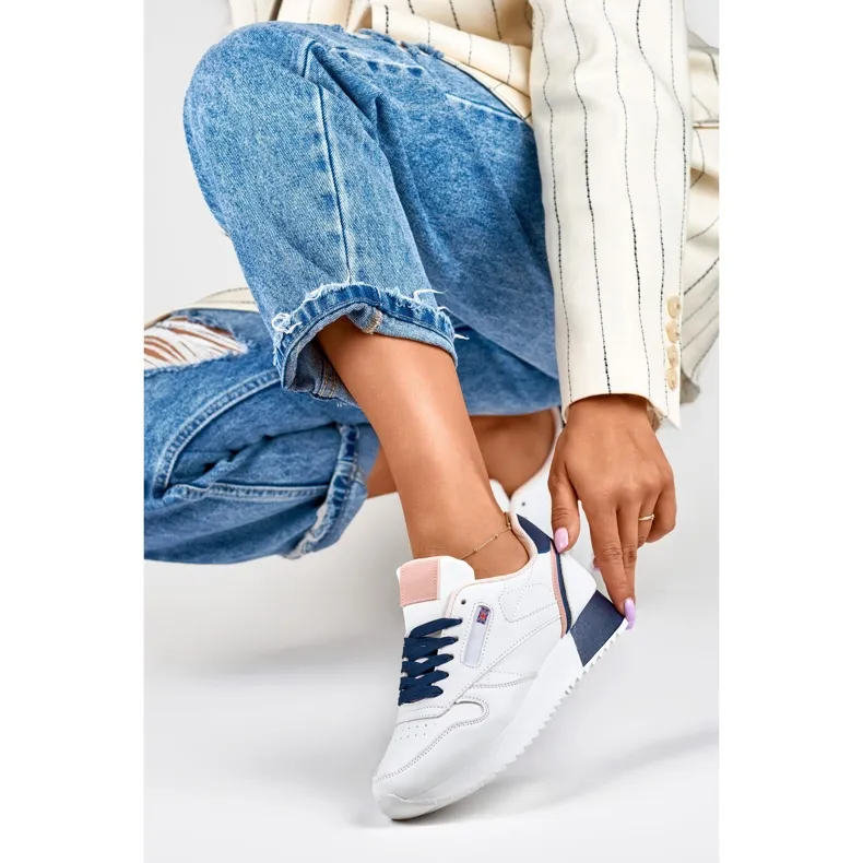 White and blue women's classic sports sneakers