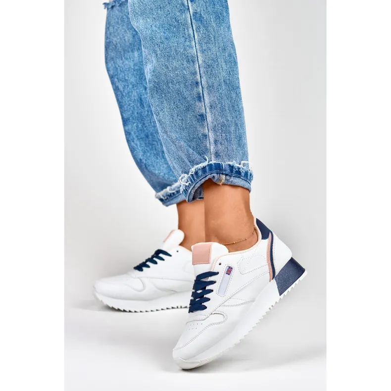 White and blue women's classic sports sneakers