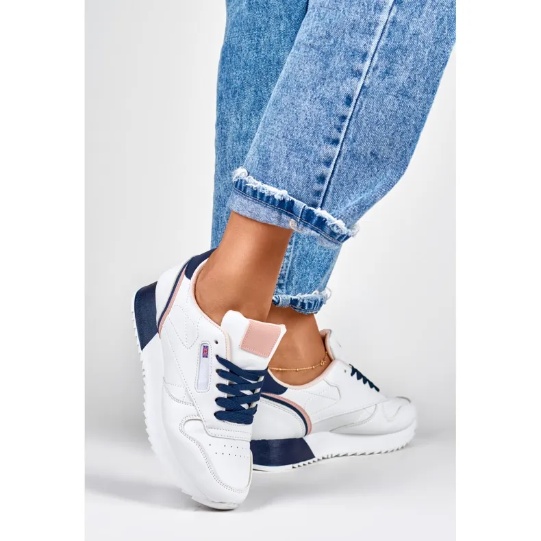 White and blue women's classic sports sneakers