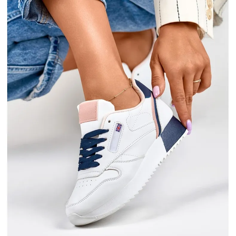 White and blue women's classic sports sneakers